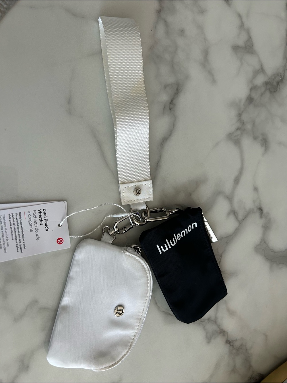 Lululemon Black and White Wristlet Key Pouch Set